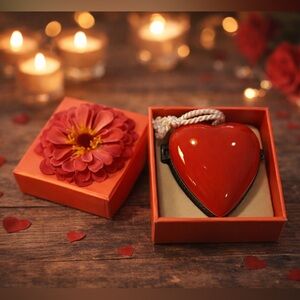 Red Heart-Shaped Trinket Box, Hallmark Signature Heart Locket, “Always”. BRD1